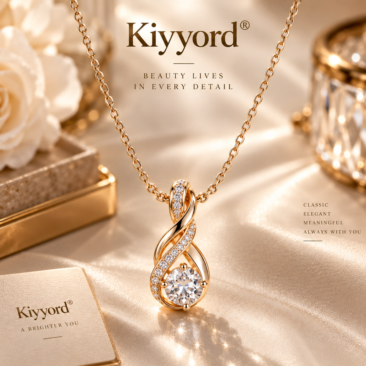 Kiyyord® Eternal Twist Crystal Pendant Necklace