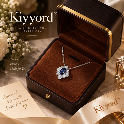 Kiyyord® Celestial Blue Halo Pendant Necklace