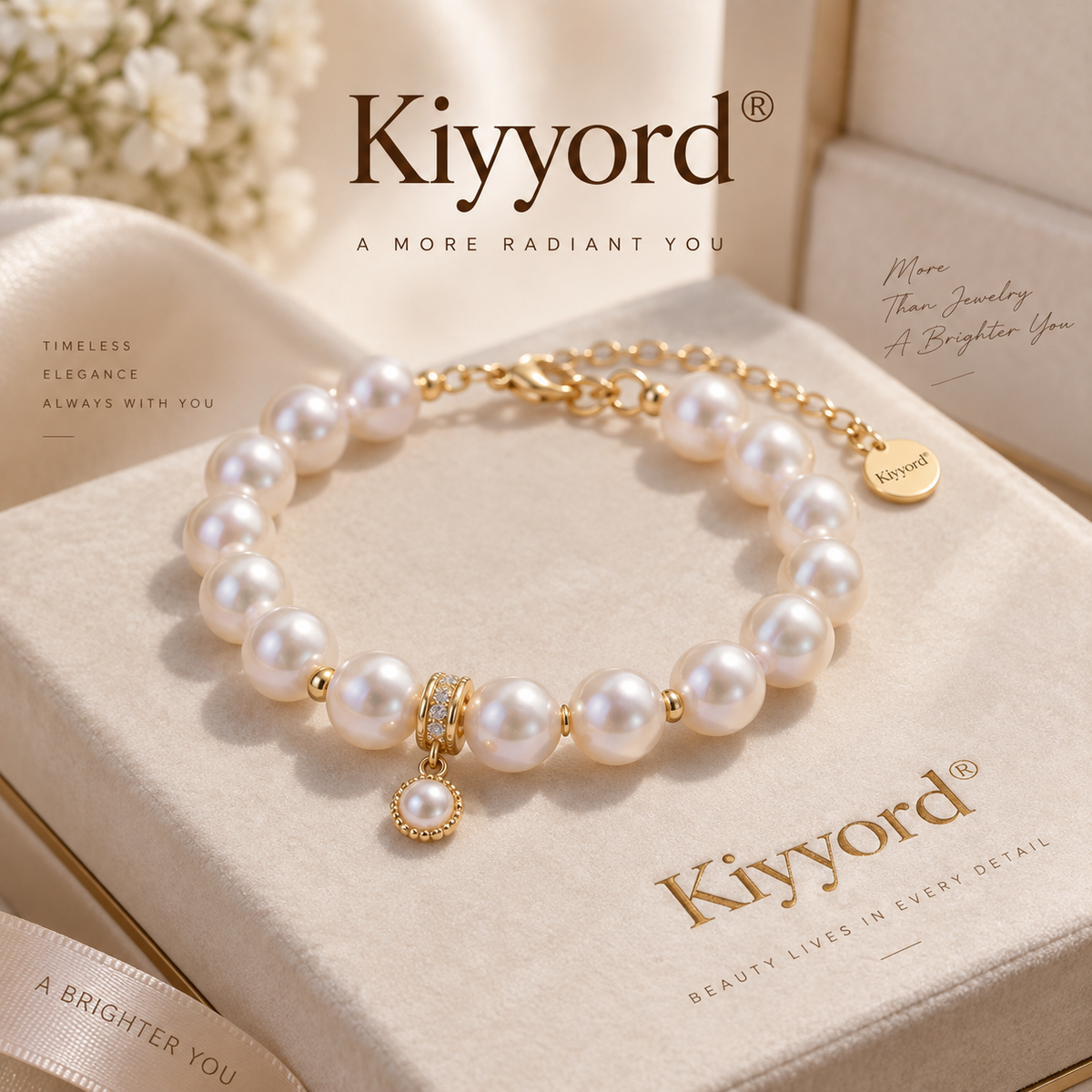 Kiyyord® Timeless Pearl Charm Bracelet
