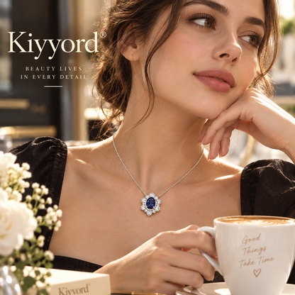 Kiyyord® Celestial Blue Halo Pendant Necklace