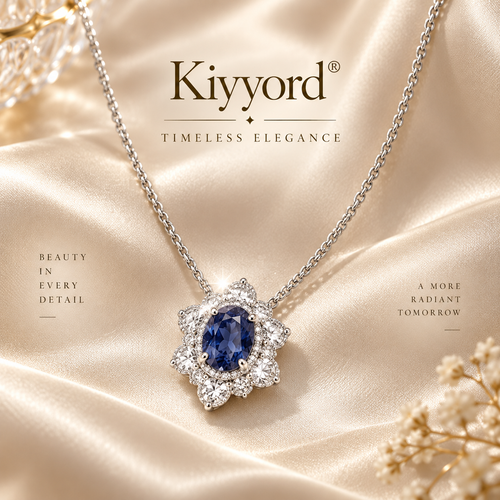 Kiyyord® Celestial Blue Halo Pendant Necklace