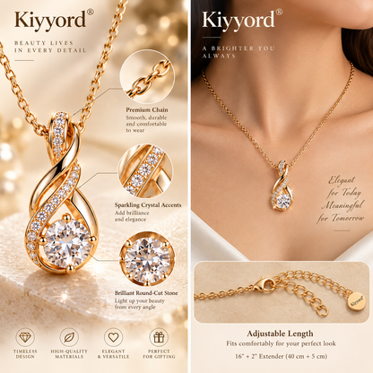 Kiyyord® Eternal Twist Crystal Pendant Necklace
