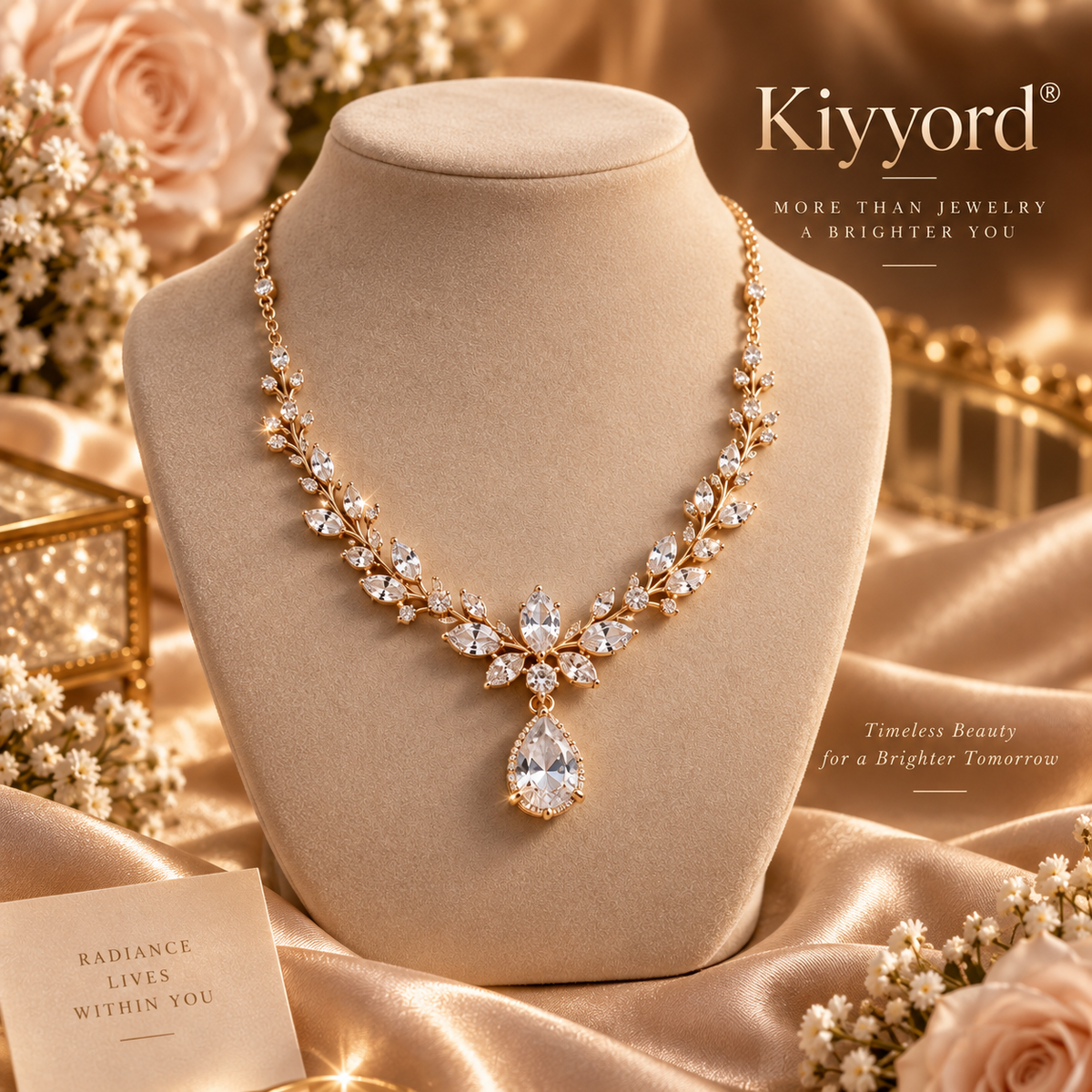 Kiyyord® Radiant Vine Crystal Drop Necklace